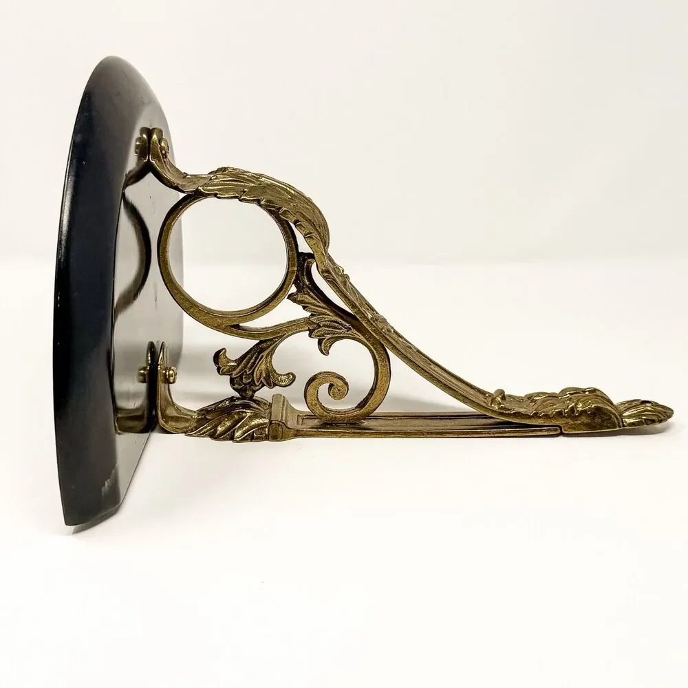 Vintage Bombay Co Hollywood Regency Brass Faux Marble Wall Shelf Sconce Decor